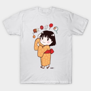 Chibi Anime Girl Bon Odori Summer Festival T-Shirt